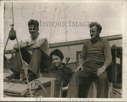 1938 Press Photo Ship Ad Astia Capt Zaherski, Gene Carron & a lady - nec98754