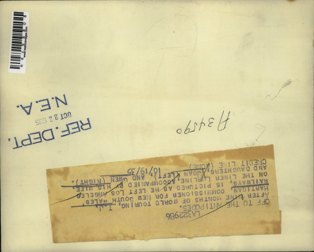 1935 Press Photo TJ Hartigan New S Wales RR commissioner & family - nec98808