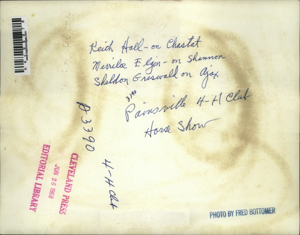 1968 Press Photo Keith Hall, Meville Elgin, Sheldon Groswell at horseshow in Oh