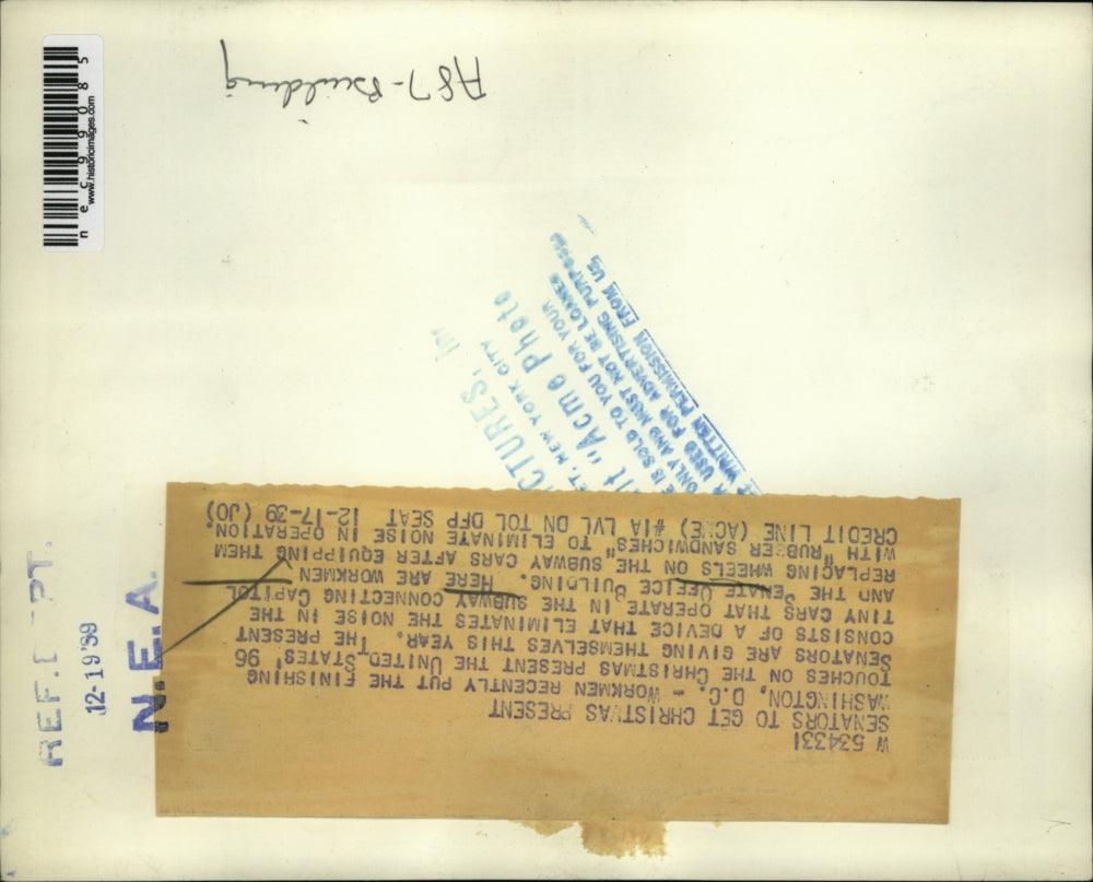 1939 Press Photo Workmen working on the new Subway system for Senators