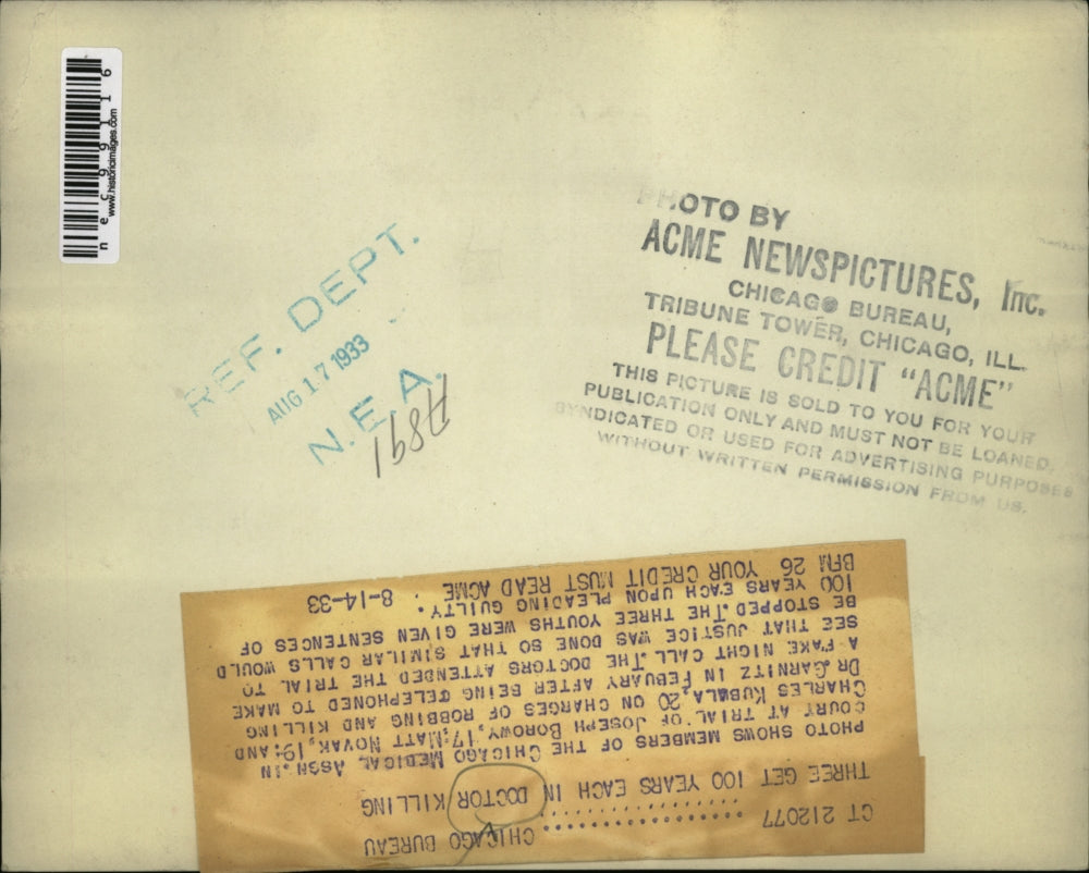 1933 Press Photo Joseph Borowy, Matt Novak & Charles Kubala in trial