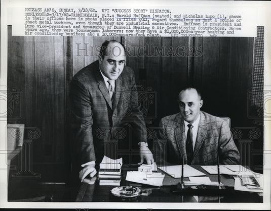 1962 Press Photo The industrial executives Hoffman and Lupo being low profiles