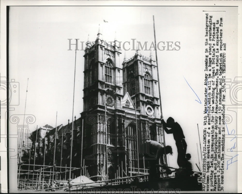1960 Press Photo London England Westminster Abbey & prep fro Royal wedding