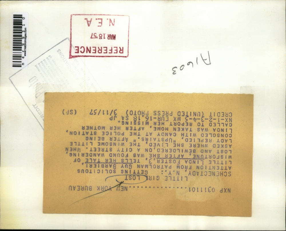 1957 Press Photo Schnectadyt NY Cop Guy Barbieri & Linda Foster age 3