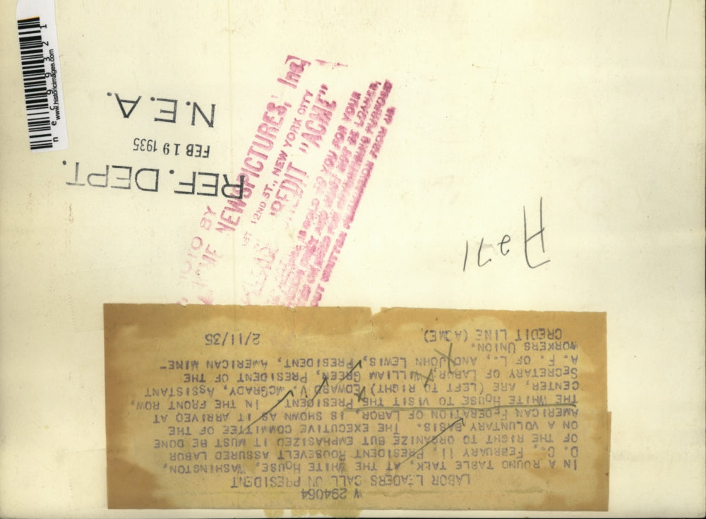 1935 Press Photo DC AFL Ed McGrady,Wm Green, J Lewis & other union men