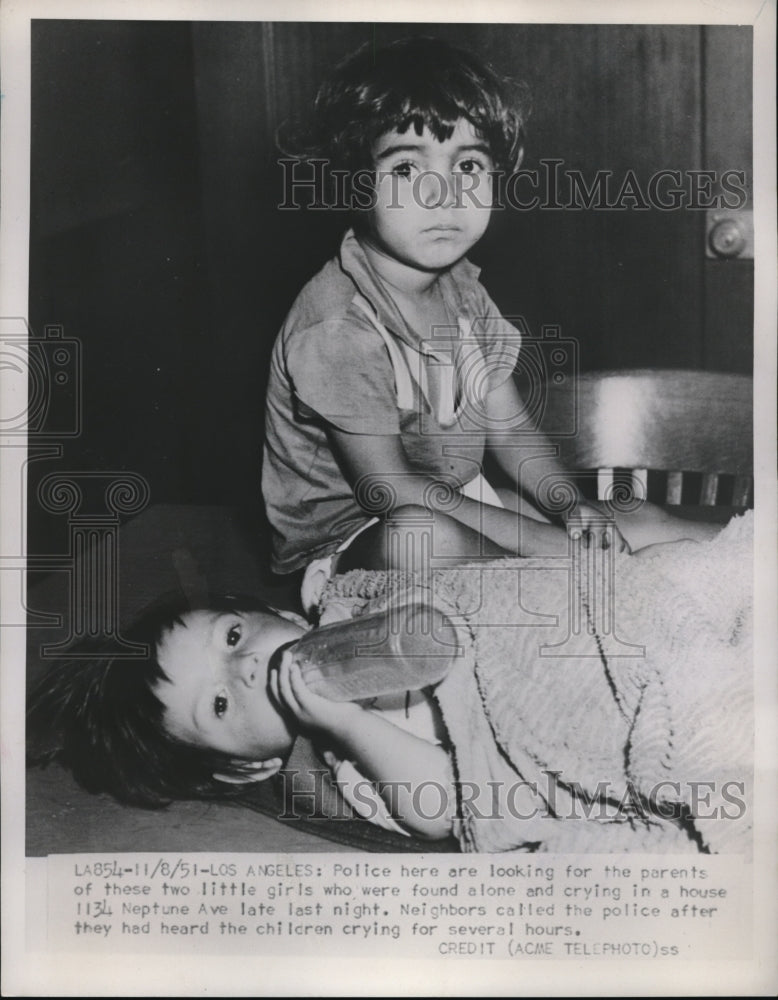 1951 Press Photo Neighbors Called Police After Crying Children Left Alone