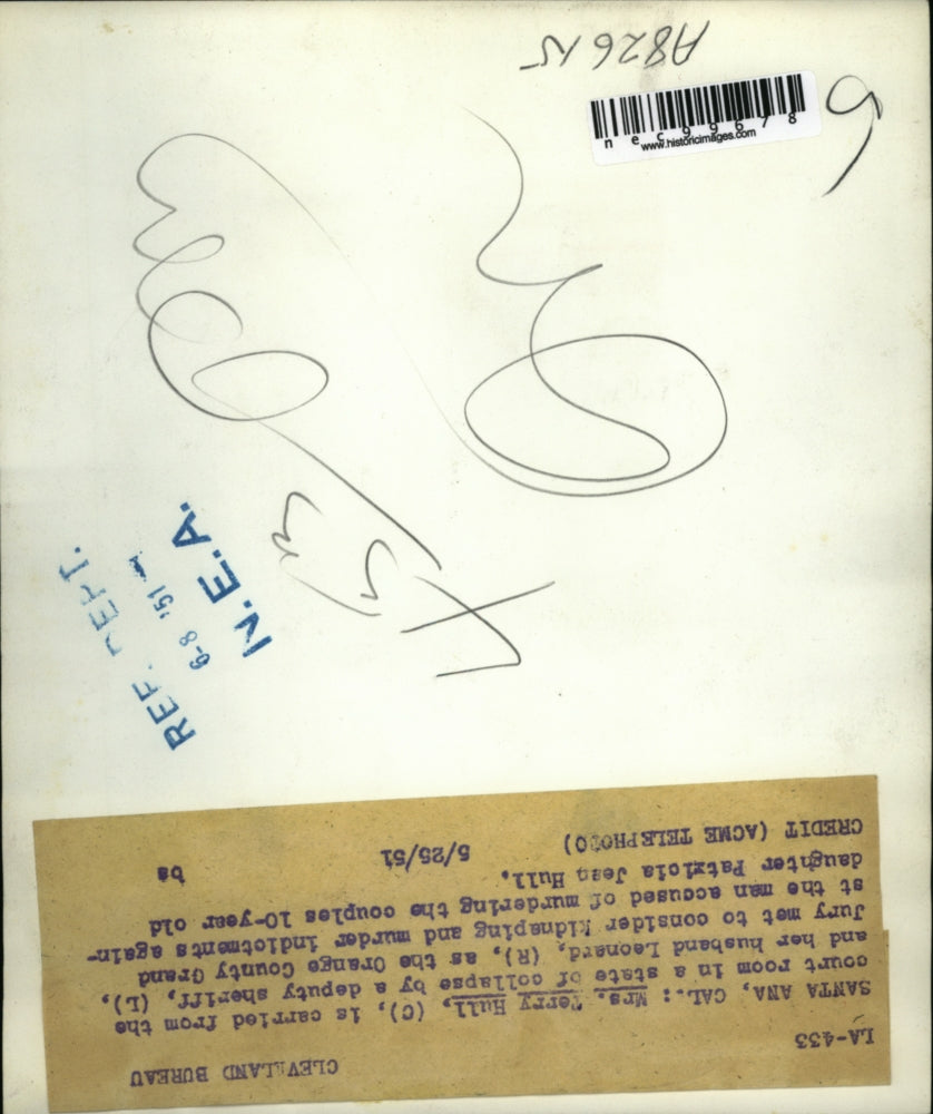 1951 Press Photo Santa Ana Calif Mrs Terry Hull at husband kidnap trial