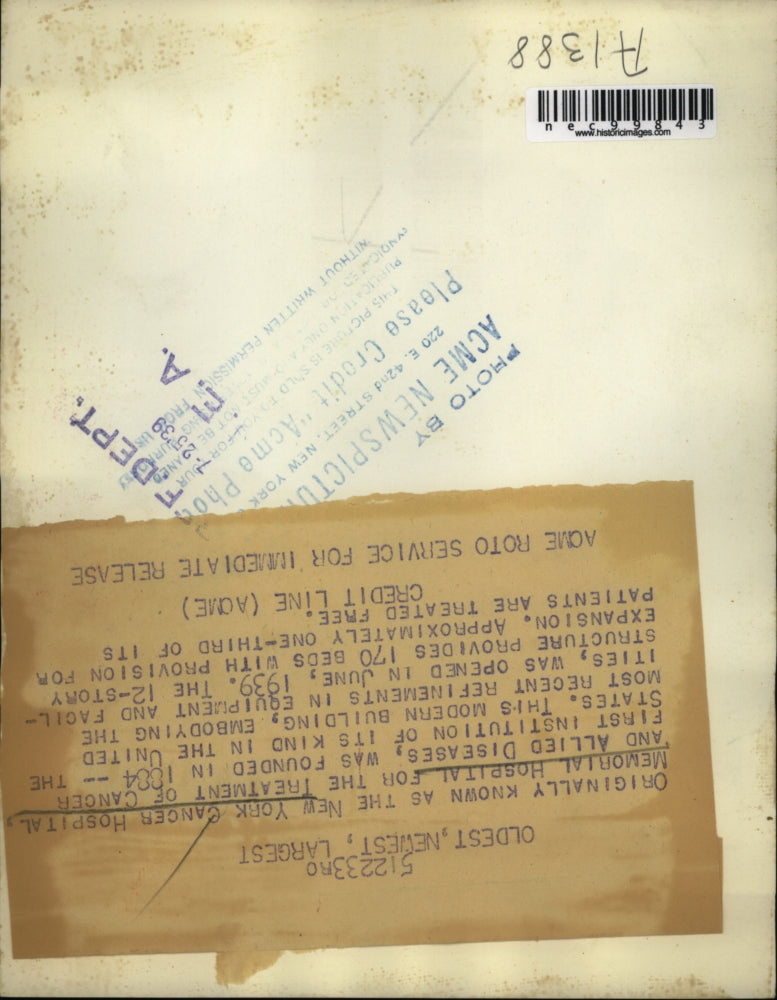 1939 Press Photo The newly renovated New York Memorial Hospital