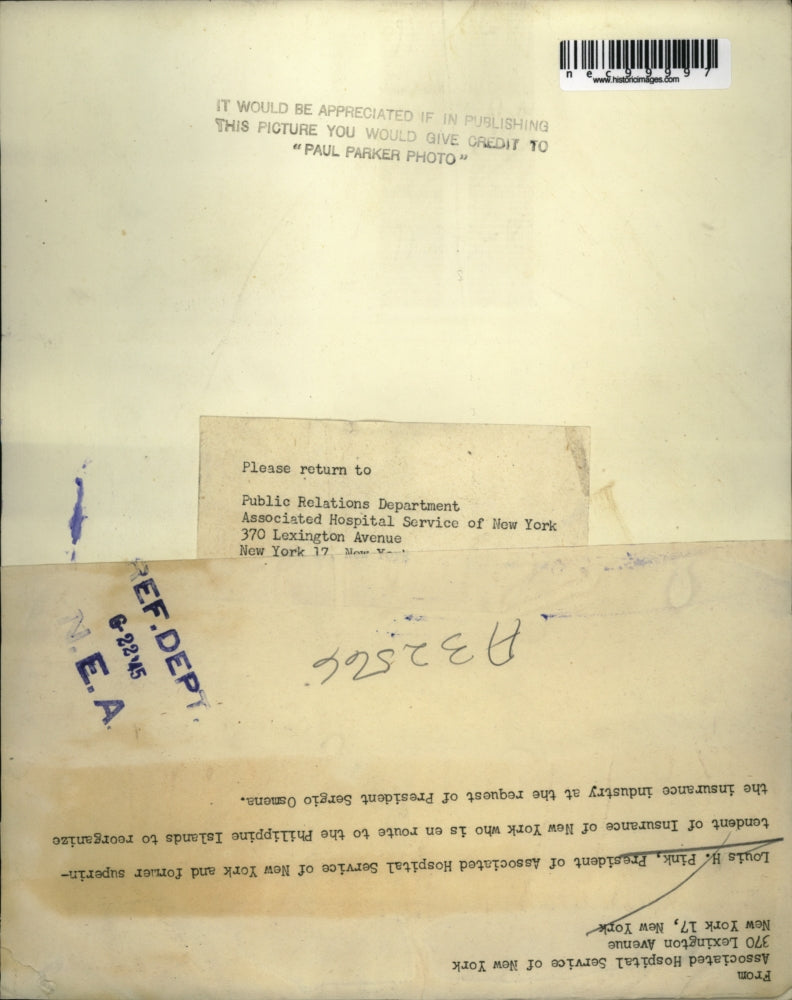 1945 Press Photo Louis H Pink pres. of Assoc Hospital Service of NY