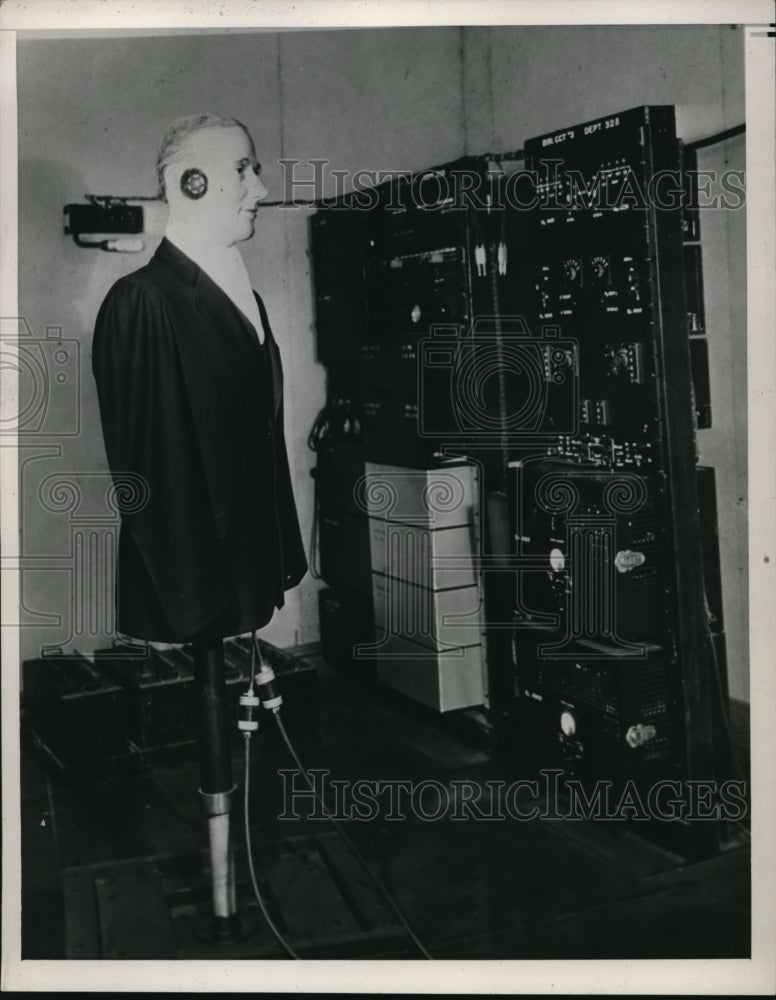 1941 Press Photo A dummy wired for study of electrical sound tests