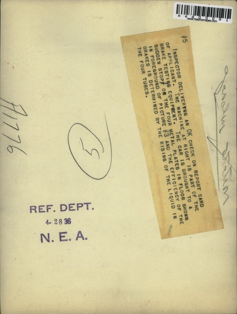 1936 Press Photo Brake testing equipment checks efficiency