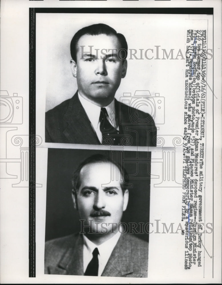 1961 Press Photo Istanbul Turkey Fabin R Zorin & Hasan Palatkan - ned00113