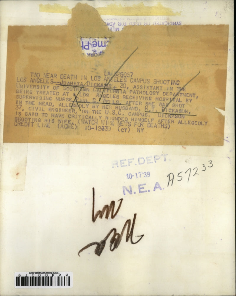 1939 Press Photo La Calif Nurse Paul G Wells & patient Juanita Dickason shot