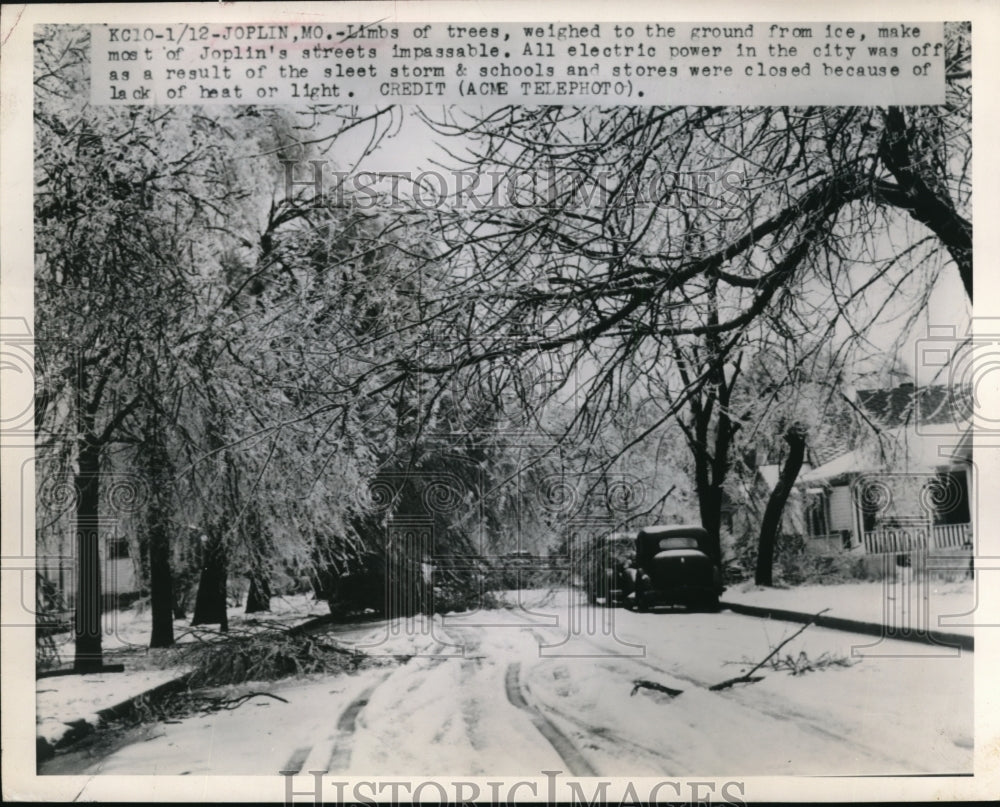 1949 Press Photo Joplin MO Icestorm Closes City
