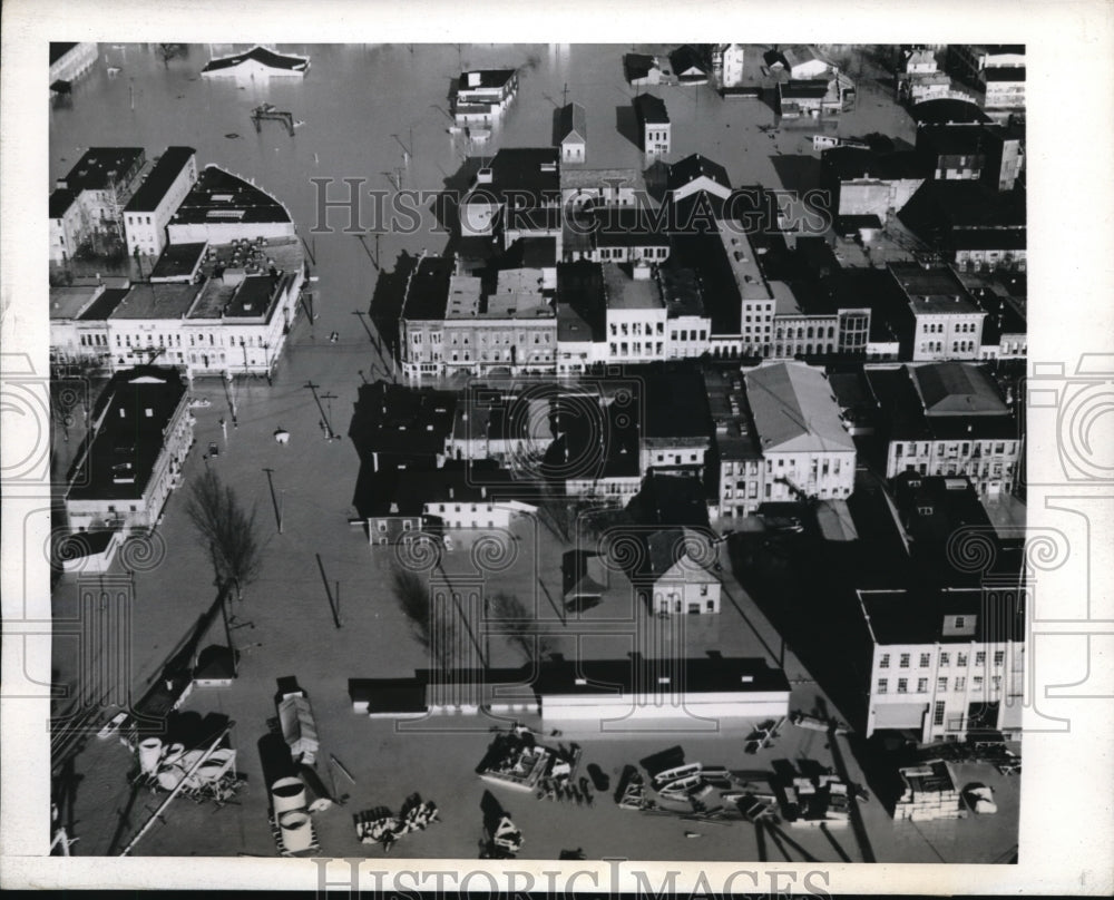 1943 Press Photo Air vieww of floods of Ohio River at Marietta Ohio