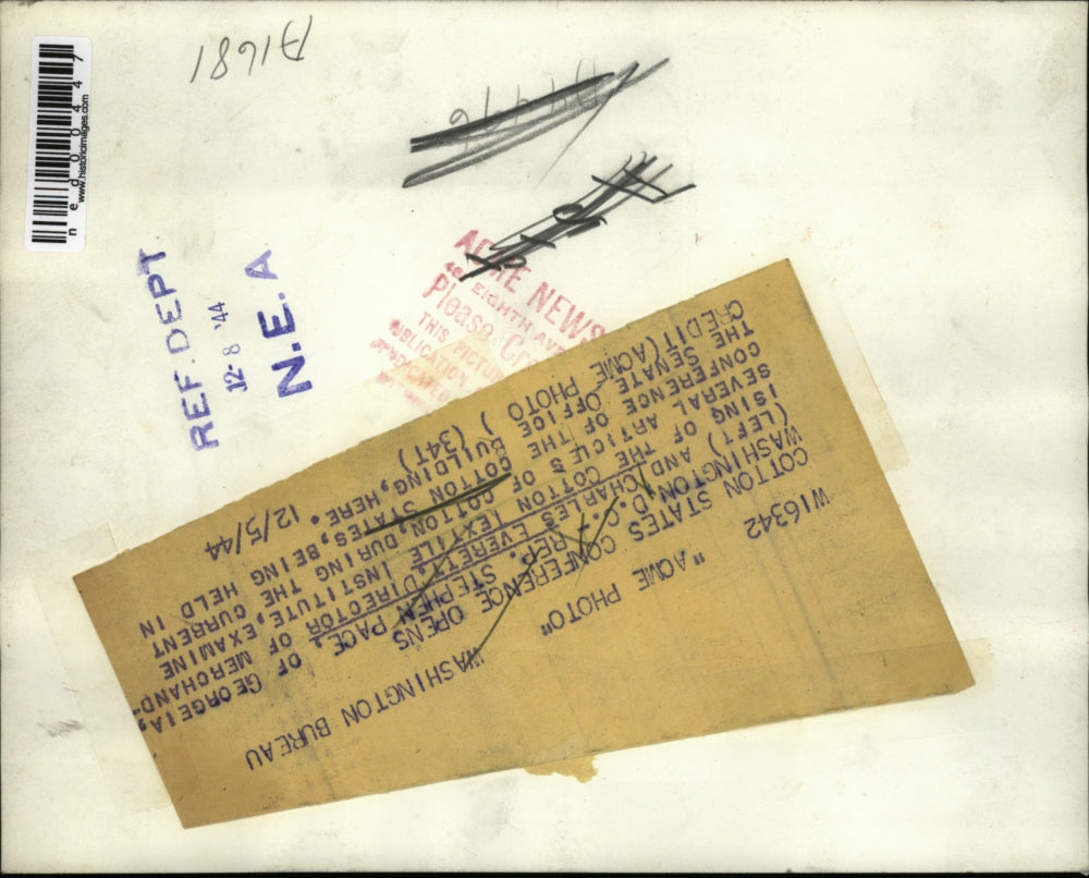 1944 Press Photo Dc Rep Stephen Pace of Ga & Charles Everett of Cotton Inst.