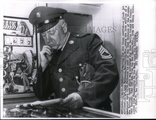 1961 Press Photo Sgt. Arne Matheson awaits his troop carrier