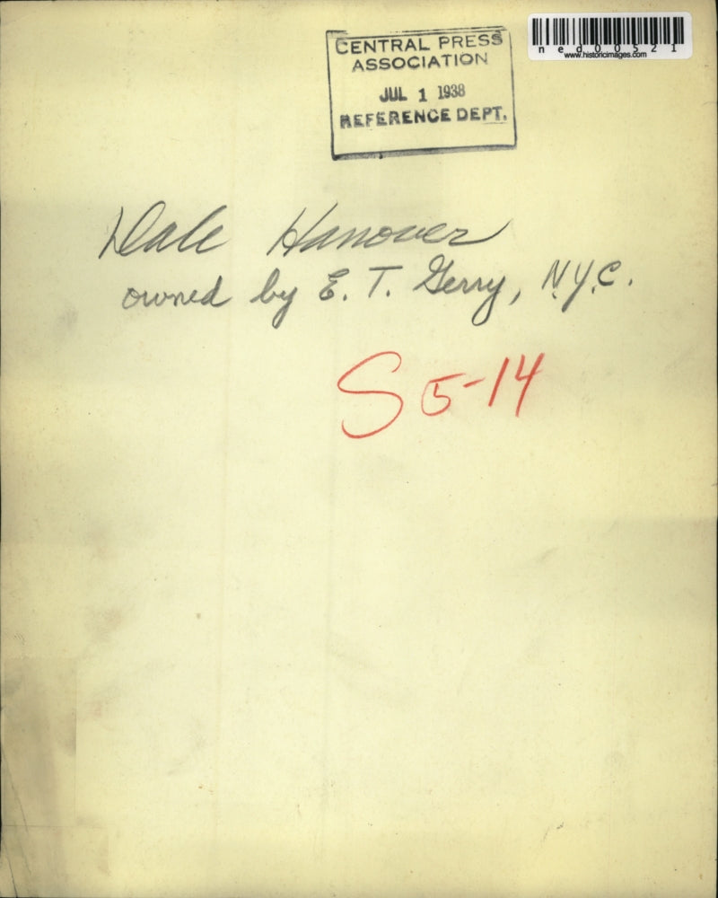 1938 Press Photo smart looking horse owned by E. T. Gerry is Dale Hanouer