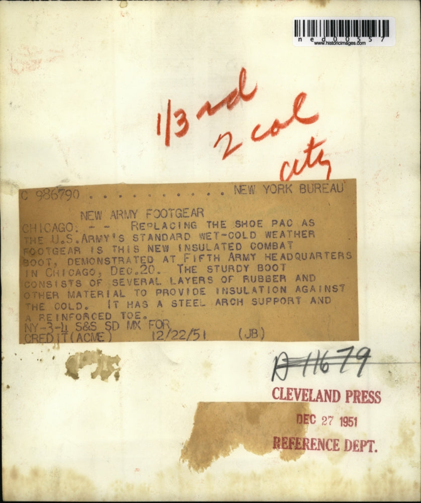 1951 Press Photo US Army's standard wet-cold weather new insulated combat boot