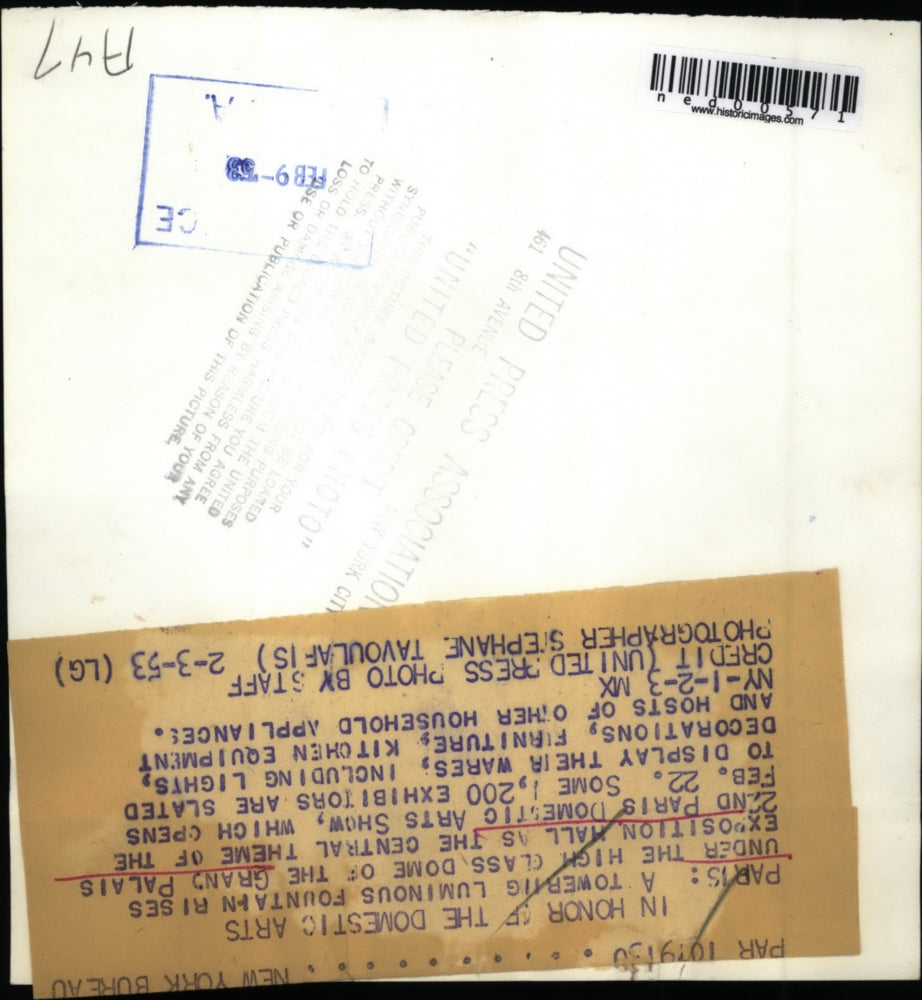 1953 Press Photo Paris France In Honor of the Domestic Arts Grand Palais Dome