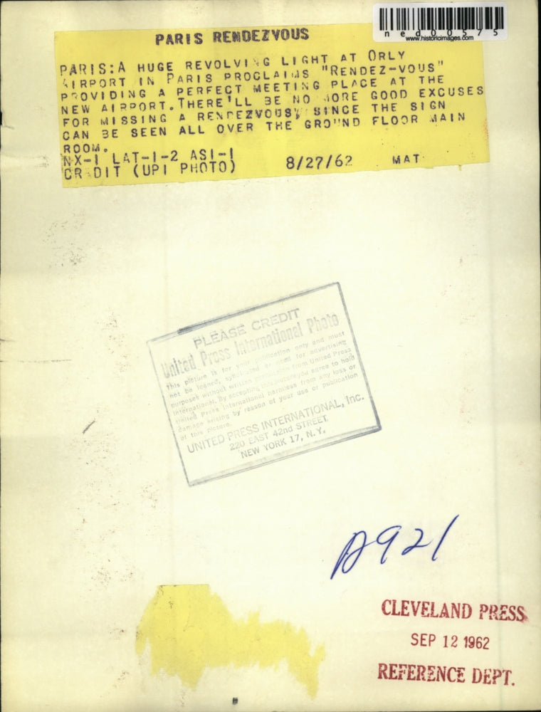 1962 Press Photo Paris France Paris Rendezvous Orly Airport