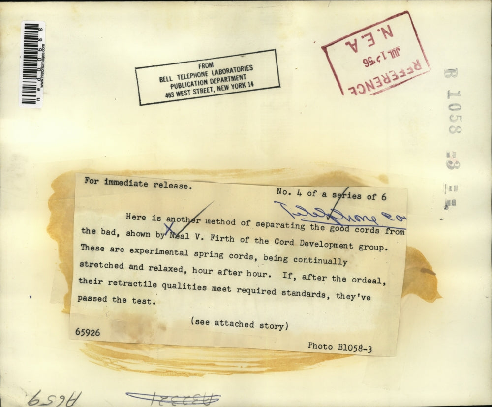 1956 Press Photo Cord Dev't Group Neal Firth on good and bad cords separation