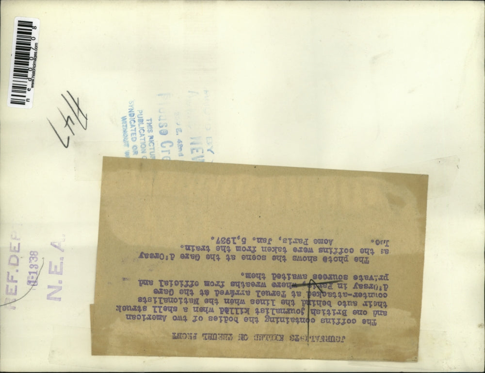 1938 Press Photo Bodies of British & American journalists at the Gare d Orsay