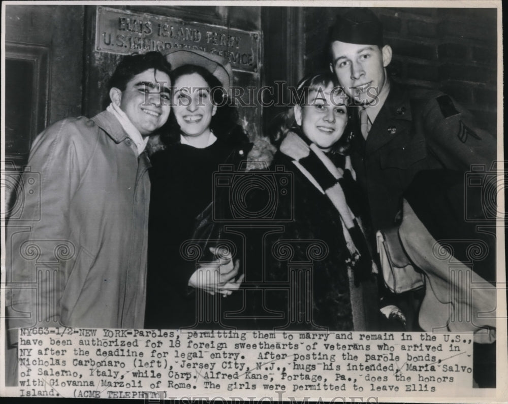 1948 Press Photo New York Permission to marry and remain in US authorized