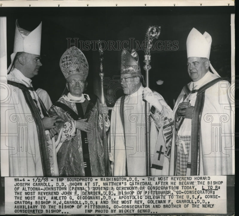 Load image into Gallery viewer, 1958 Press Photo Wash DC Most Rev Howard J Carroll,JE Dearden
