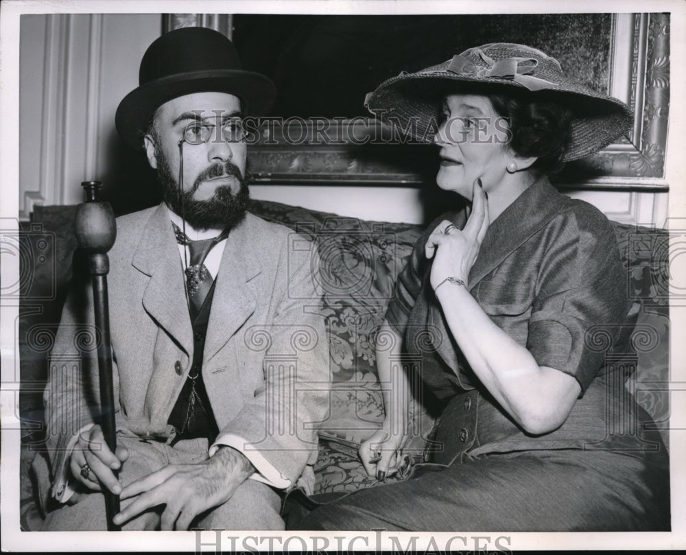 1955 Press Photo Paris, Armand Massis & Countess Guy de Toulouse Lautrec