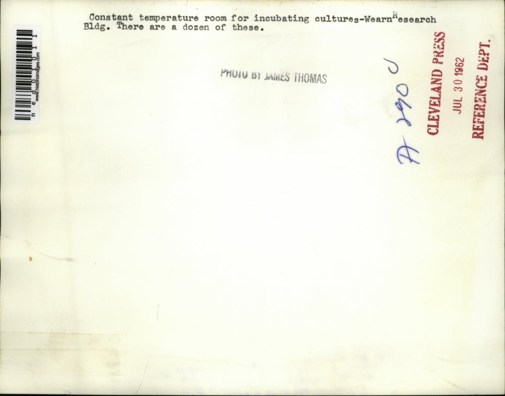 1962 Press Photo Incubation room at Wearn Research Bldg labs