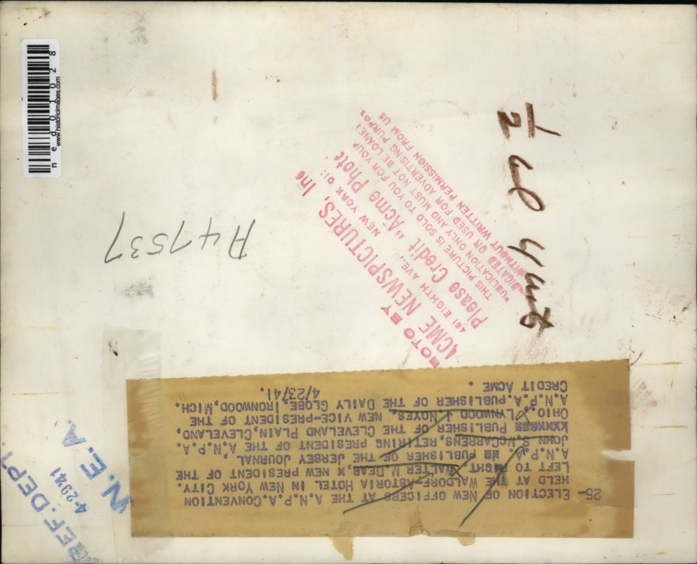 1941 Press Photo New officers at the Waldorf-Astoria Hotel in New York City