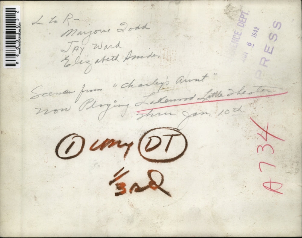 1942 Press Photo Scene from "Charley's Aunt" at Lakewood Little Theater.