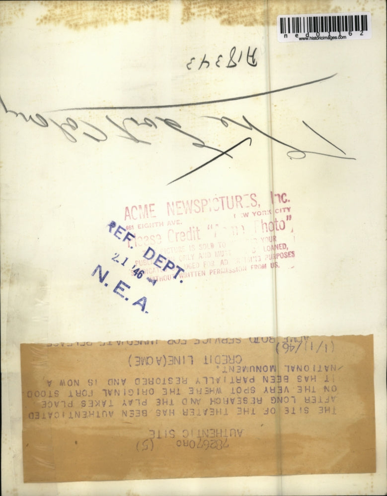 1946 Press Photo The Theater site has been authenticated after long search