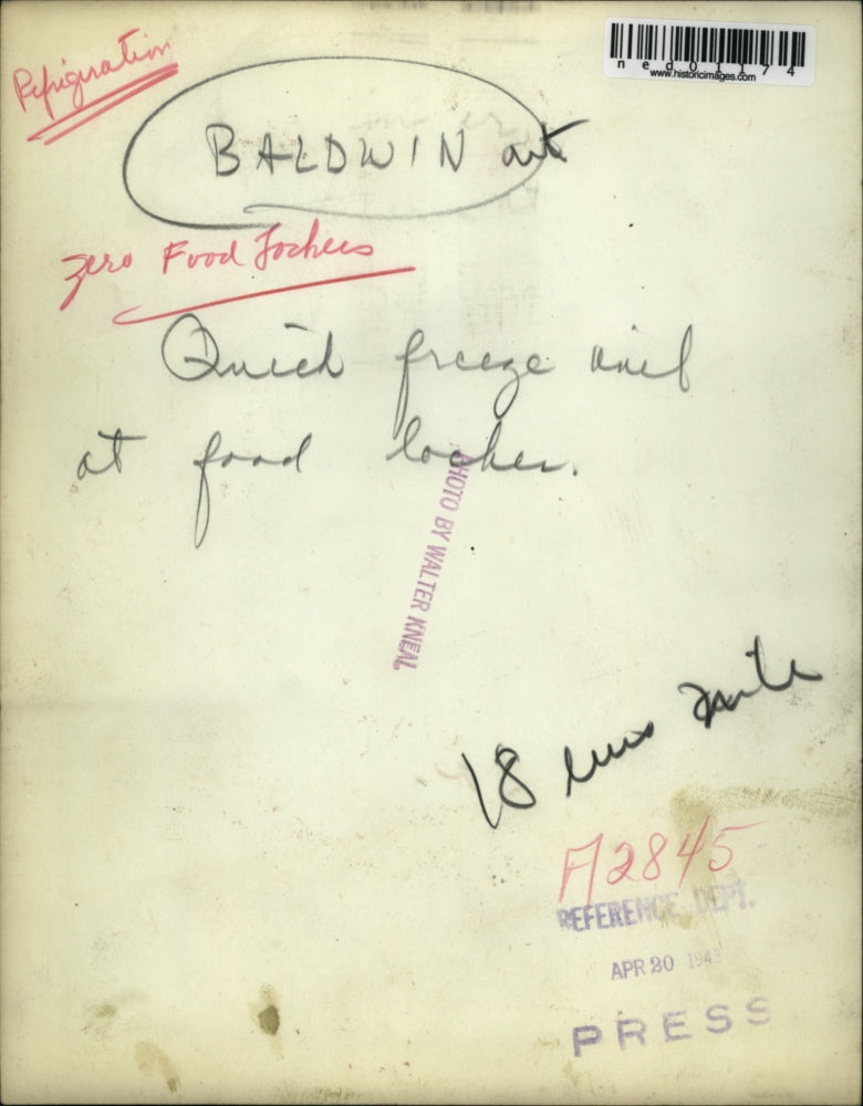 1943 Press Photo Quick Freezer