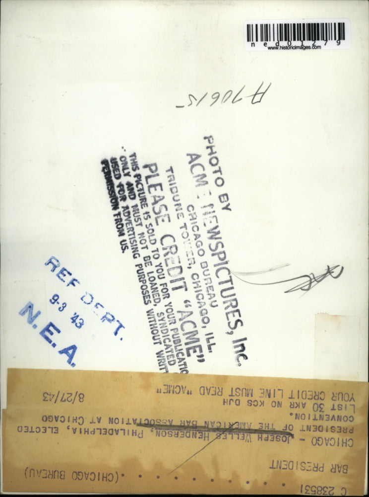 1943 Press Photo Chicago Joseph Welles Henderson