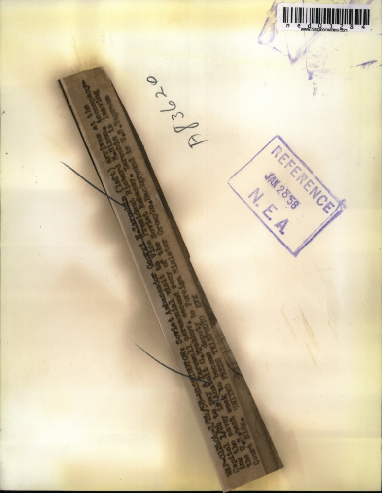 1958 Press Photo Russian Ambassador Georgi Zaroubin and Anatoli Myshkov