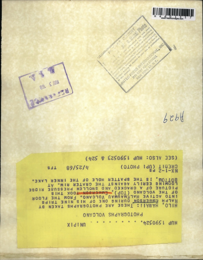 1968 Press Photo Hilo Hawaii Halemaumau volcano