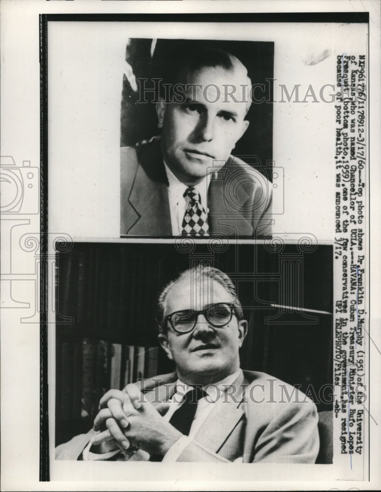 1960 Press Photo Dr Franklin D Murphy Univ of Kansas new Chancellor of UCLA