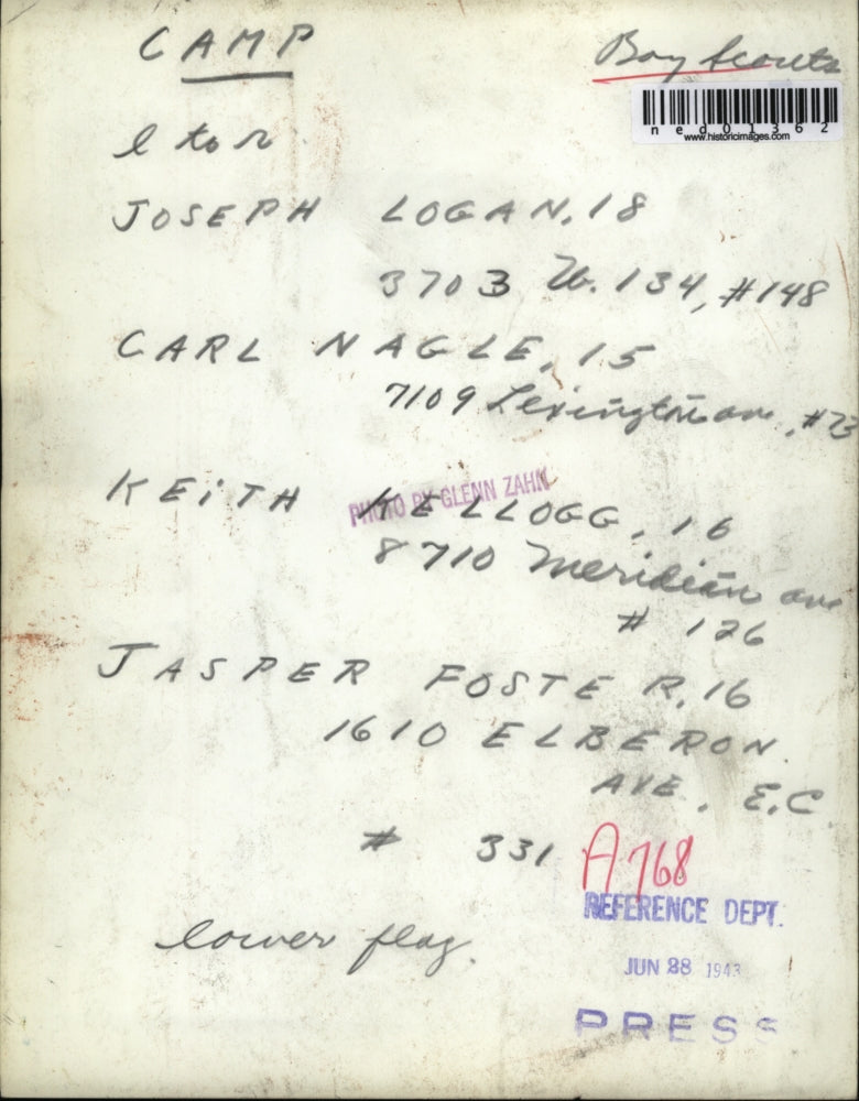 1943 Press Photo Joe Logan, Carl Nagle, Keith Kellog, Jasper Foster