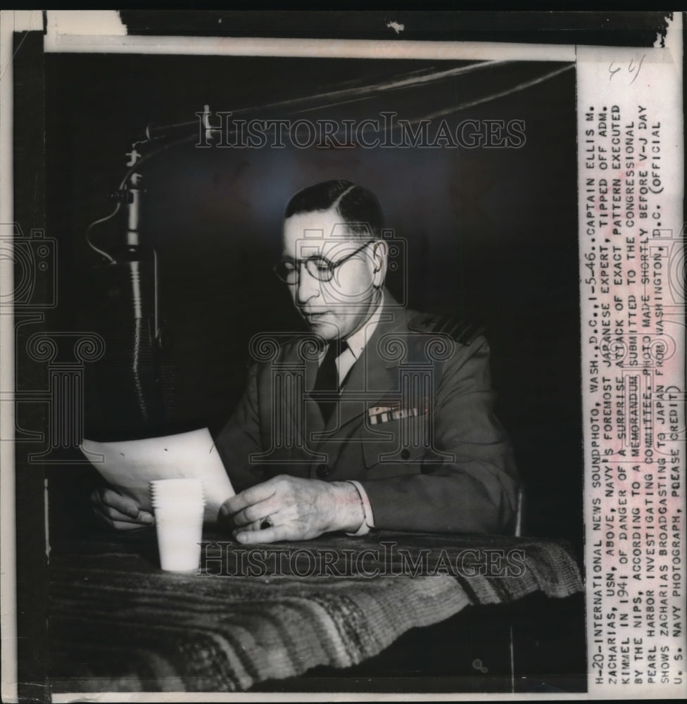 1946 Press Photo Wash DC Captain Ellis M Zacharis Navy Japanese expert