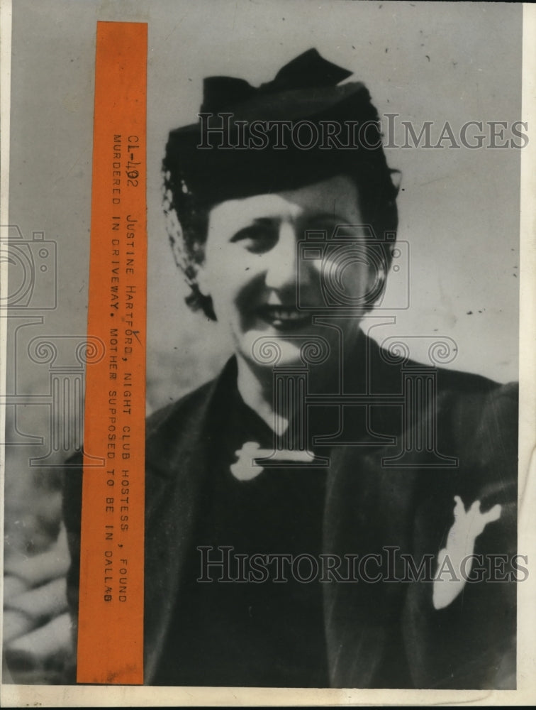 1940 Press Photo Justine Hartford, Night Club Hostess Found Murdered