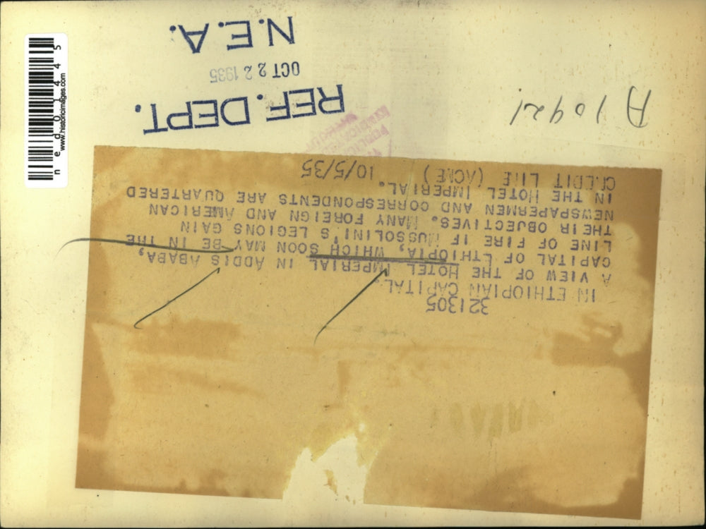 1935 Press Photo A view of Hotel Imperial in Addis Ababa