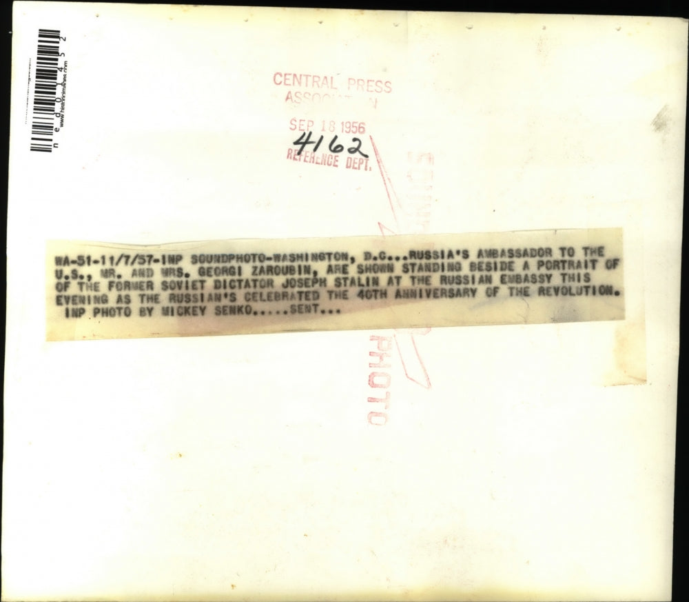 1956 Press Photo Washington D.C Russian ambassador Georgi Zaroubin - ned01452