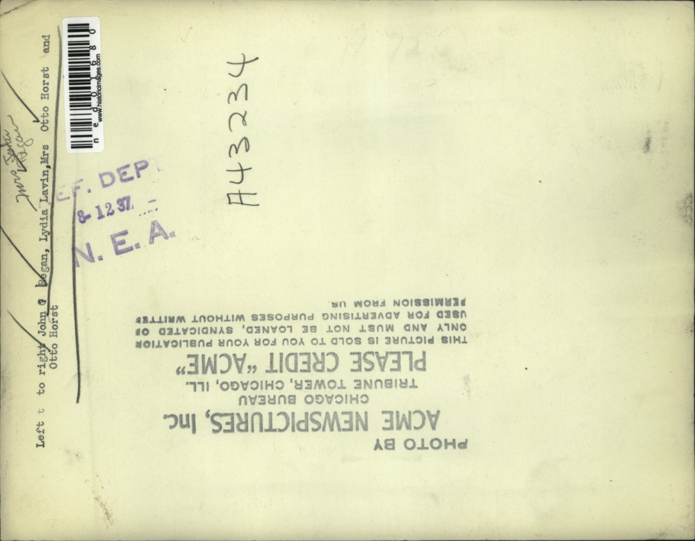 1937 Press Photo John Regan and wife Lydia Regan with Mr. and Mrs. Otto Horst