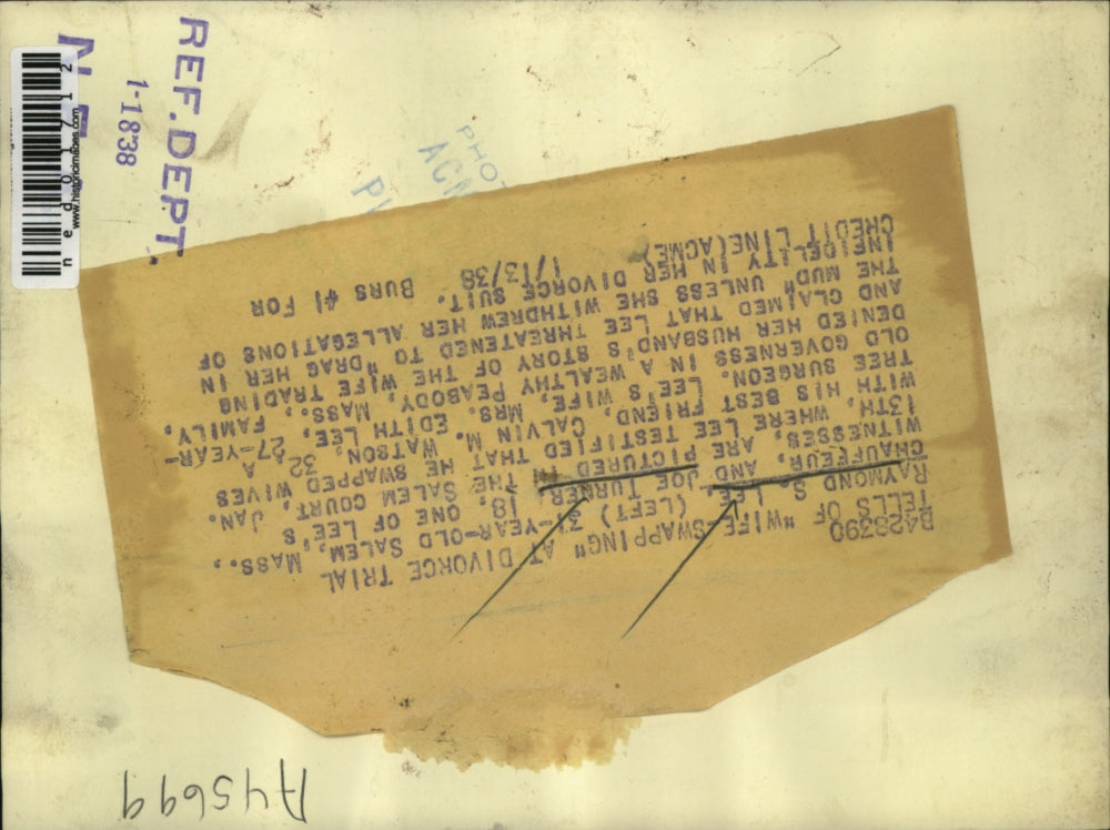 1938 Press Photo Raymond S Lee and Joe Turner Testified Wife Swapping