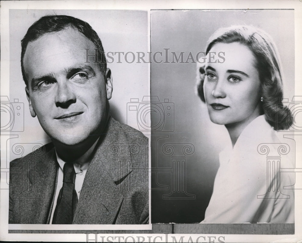 1950 Press Photo Chicago Marshall Field Jr & Katherine Woodruff engaged