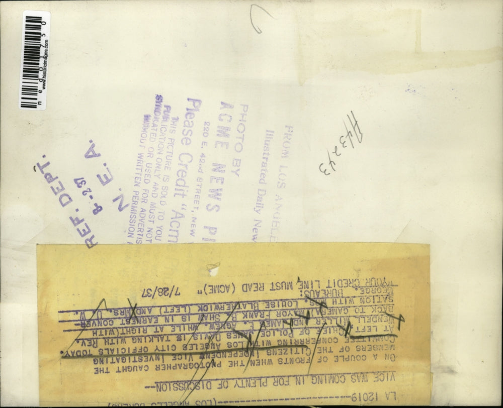 1937 Press Photo Vice Investigating Comm James Davis, Rev W Miller