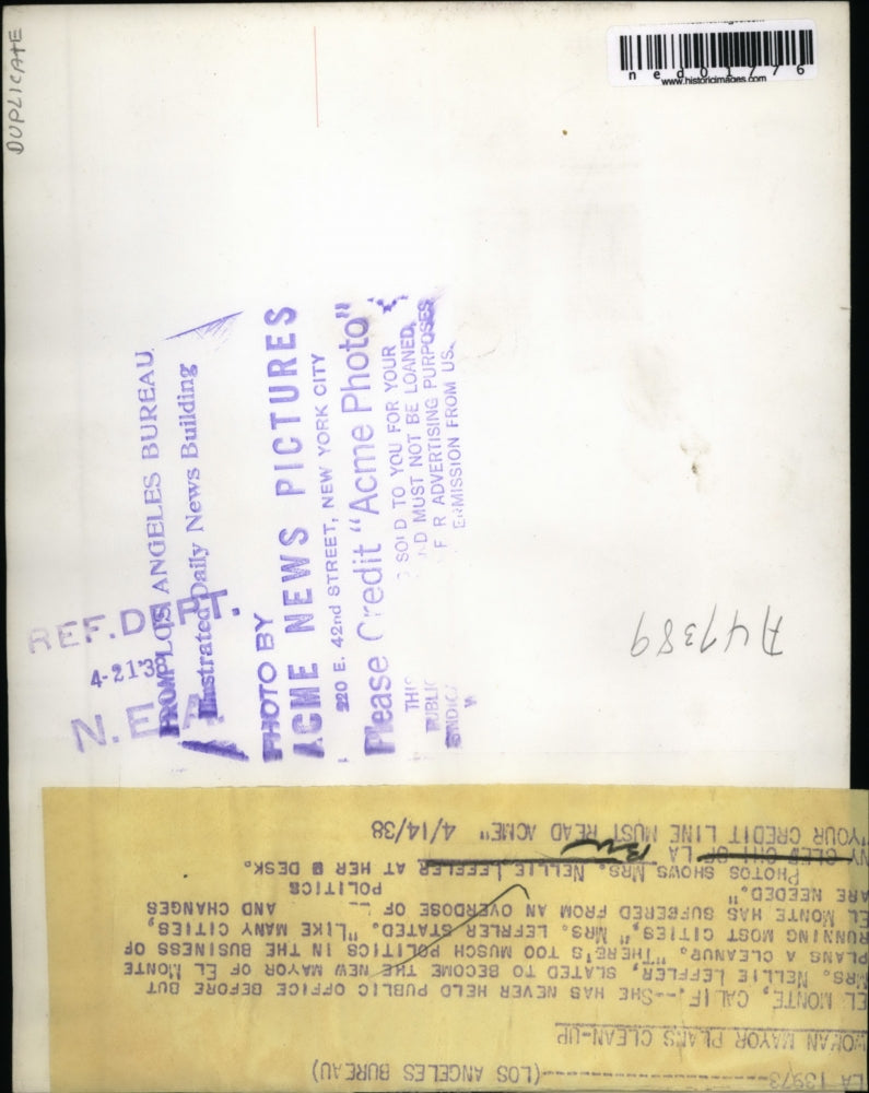 1938 Press Photo El Monte Calif Mrs Nellie Lefeler new Mayor