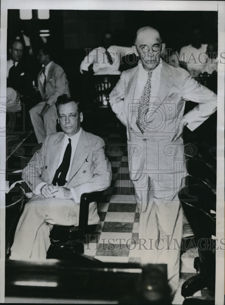 Load image into Gallery viewer, 1935 Press Photo Atty Ben Laska of Denver Colo &amp; atty David Tant kidnap trial
